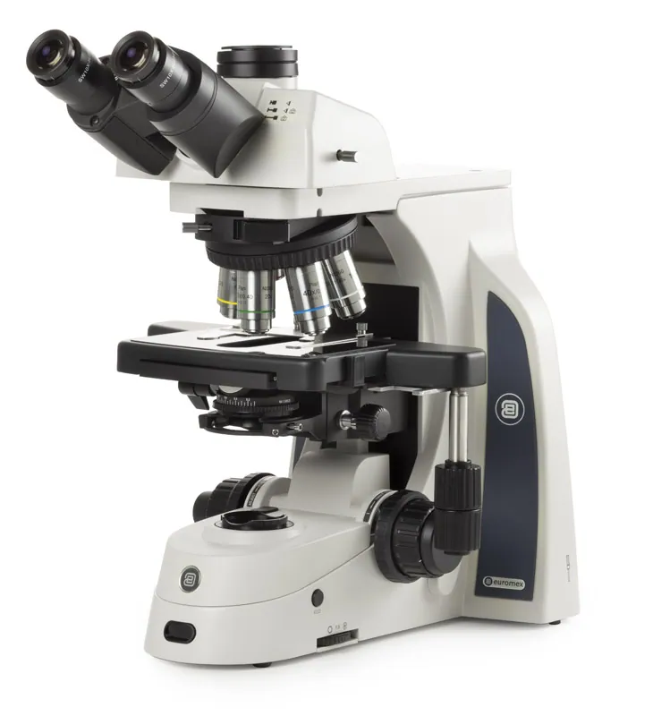 Delphi-X Observer, trinocular microscope with SWF 10x/25mm Ø 30mm eyepieces, plan PLi 4/10/20/S40/S100x oil IOS objectives, EIS 60mm parfocal, 190 x 152mm stage with 78 x 32mm mechanical stage and 3 W NeoLED™ illumination