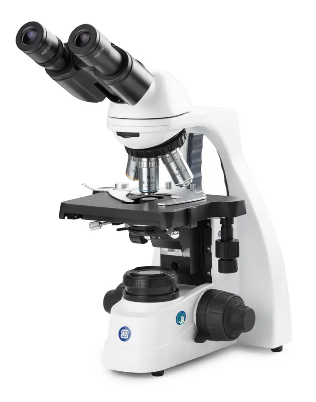 BScope binocular microscope, HWF 10x/20mm eyepieces and quintuple nosepiece with plan PLi 4/10/S40/S100x oil infinity corrected IOS objectives, 131 x 152/197mm stage with integrated mechanical 75 x 36mm rackless X-Y stage. 3 W NeoLED™ Köhler illumination