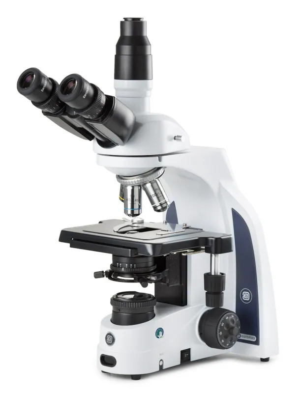 IScope Trinocular Microscope with EWF 10x/22 mm eyepieces, PLi plan 4/10/S40/S100x oil IOS objectives, rackless stage and 3 W NeoLED™ Köhler illumination