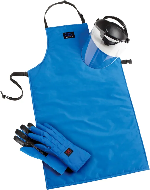 cryo-protection grip safety kit with elbow cryo-grip gloves, cryo-apron and face shield