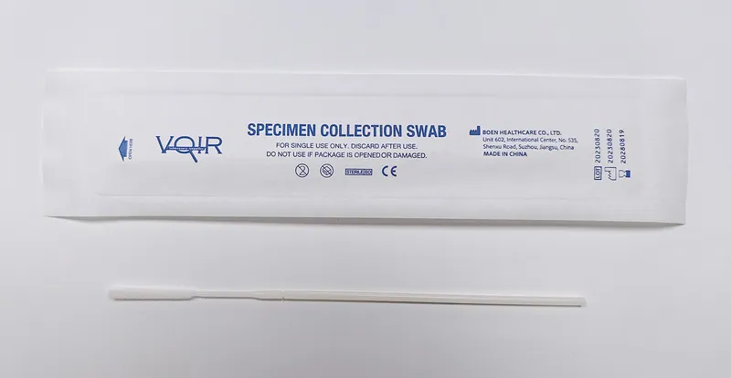 Nasopharyngeal Sample Flock Swab 2.5mm Dia, 15cm with break point at 5cm, E.O Sterile, Individually Peel Pack, (200/Bag) (4,000pcs/Carton) (ARTG 342211)