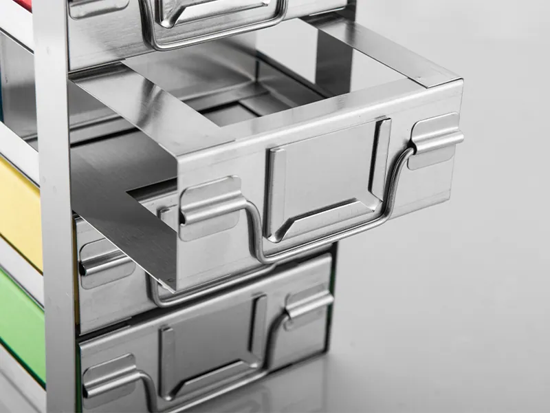Sliding Drawer Freezer Rack with Handle, Stainless Steel, 5×4 (140x549x293mm) for 2″ Storage Boxes